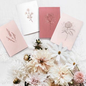 Typoflora Rose Gold Foil Floral Notecard